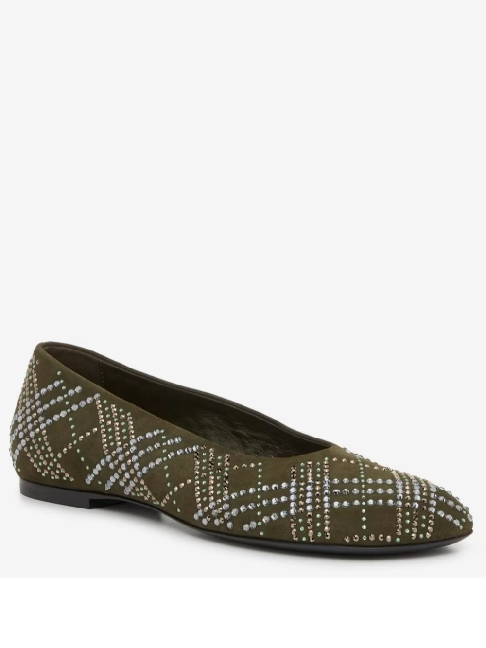 Burberry Olive Studded Plaid Inspired Women's Ballet Flats - Picture 2 of 13